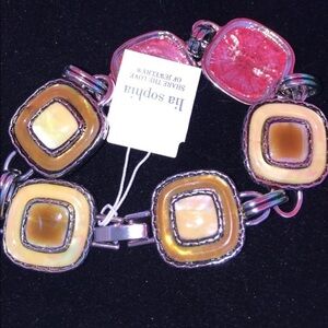 NWT Lia Sophie Brown Cream Silver Bracelet